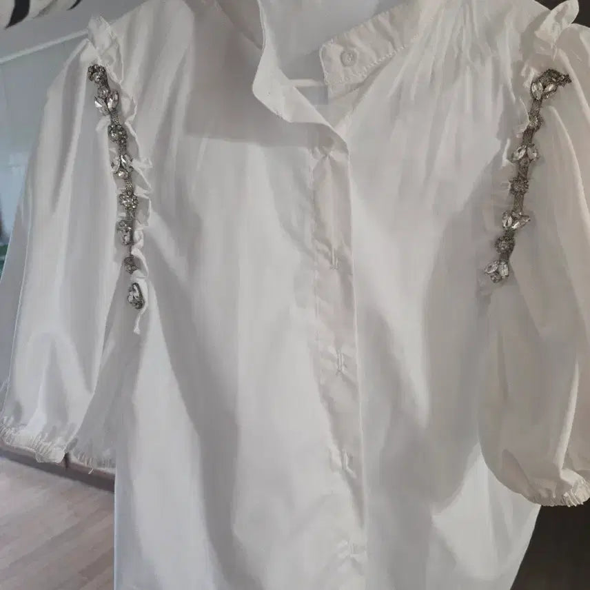 [BUNJANG] White Puff Blouse Shirt / 화이트 퍼프 셔츠 블라우스