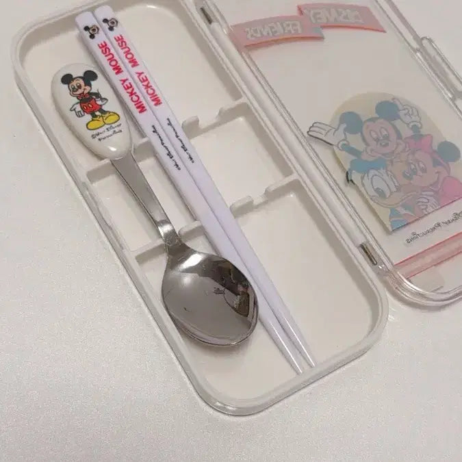 [BUNJANG] Disney Mickey &amp; Minnie Spoon and Chopsticks Set / 디즈니 미키미니 스푼 젖가락 세트