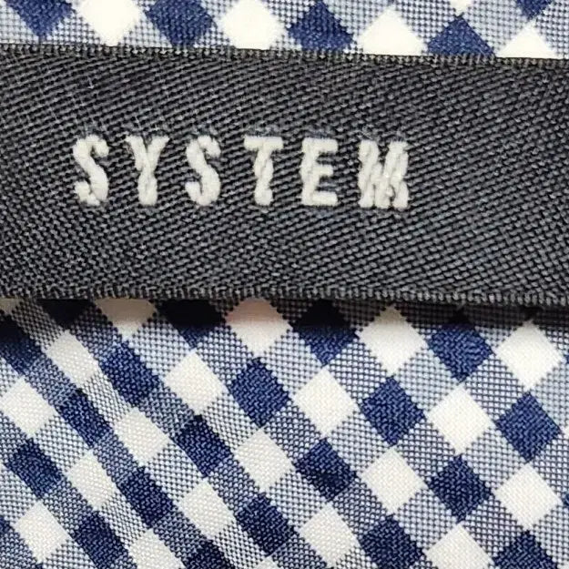 [BUNJANG] System Navy White Check Asymmetric Cut Long Skirt / 시스템스커트