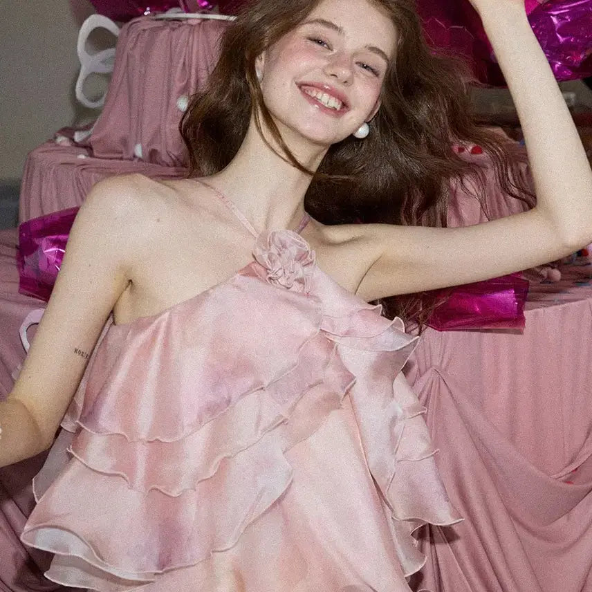 [BUNJANG] Cindere Zer Dresser Ruffle Top Pink / 신스덴 로제르 러플 탑 핑크