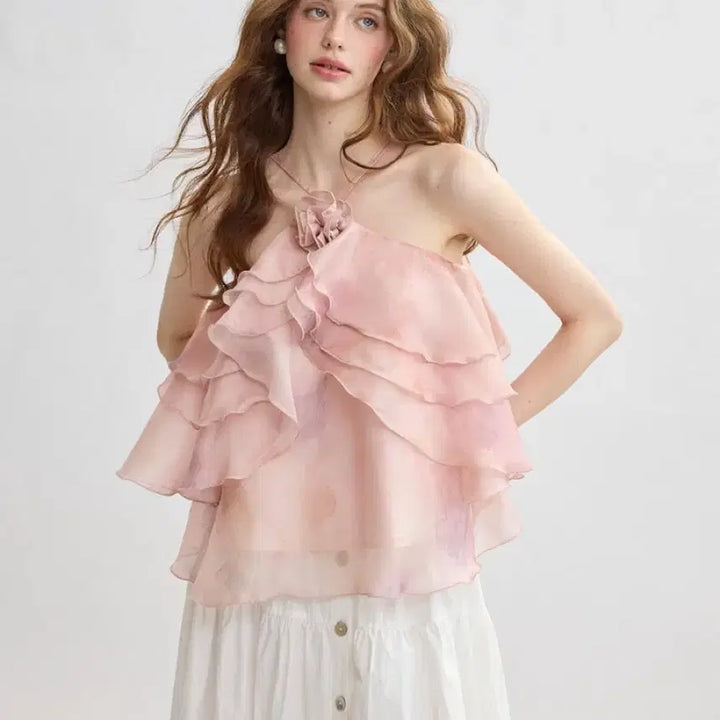 [BUNJANG] Cindere Zer Dresser Ruffle Top Pink / 신스덴 로제르 러플 탑 핑크