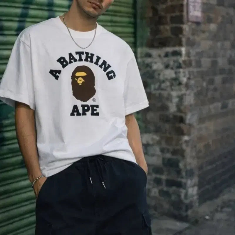 [BUNJANG] BAE BAPE College Logo T-Shirt Unisex / 특가)BAE 베이프 컬리지 로고 반팔티 남여공용 무료배송