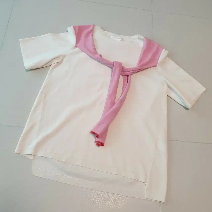 [BUNJANG] SJSJ Sailor Layered Knit Short Sleeve T-Shirt / Sjsj 여성 세일러 레이어드 니트 반팔 티셔츠 free