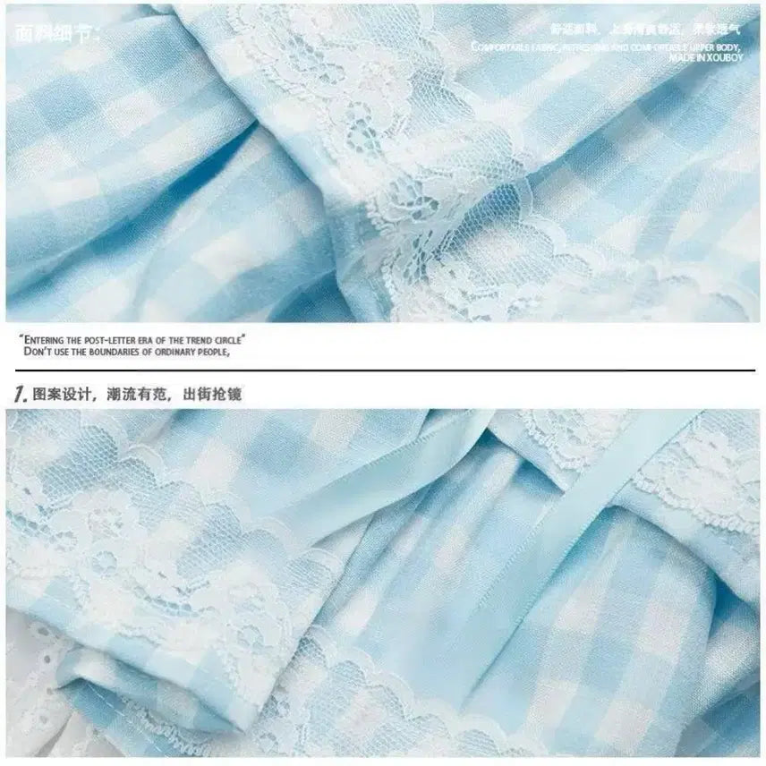 [BUNJANG] Jirai Kei Plaid Lace Mini Skirt / 지뢰계 양산형 체크 레이스 미니 스커트(2컬러)