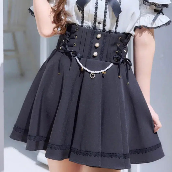 [BUNJANG] Rojita Side Lace-Up Chain Skirt Black / 로지타 rojita 사이드레이스업 체인 스커트 블랙 양산형 지뢰계 스나계