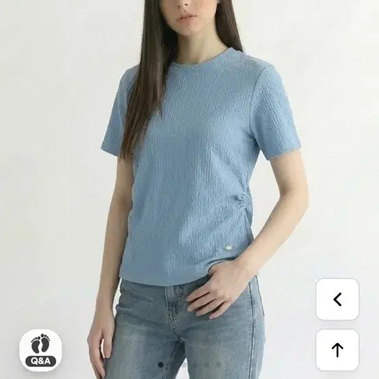 [BUNJANG] Hang Ten Shirring Short Sleeve T-Shirt Blue S / 행텐 셔링 반팔 티셔츠 블루 s 새상품