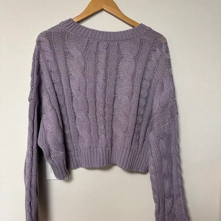 [BUNJANG] Daisy Two L V-Neck Cable Knit Cropped Sweater / *새것* 데이지투엘 빅사이즈 브이넥 꽈배기 크롭 니트 44-88
