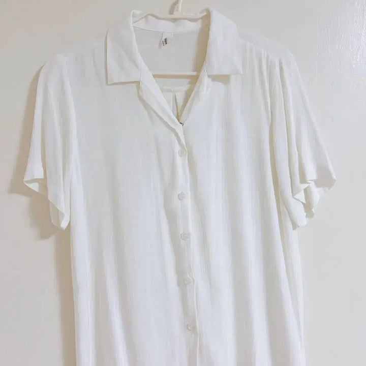 [BUNJANG] Linen White Summer Short Sleeve Blouse / 린넨 화이트 여름 반팔 블라우스