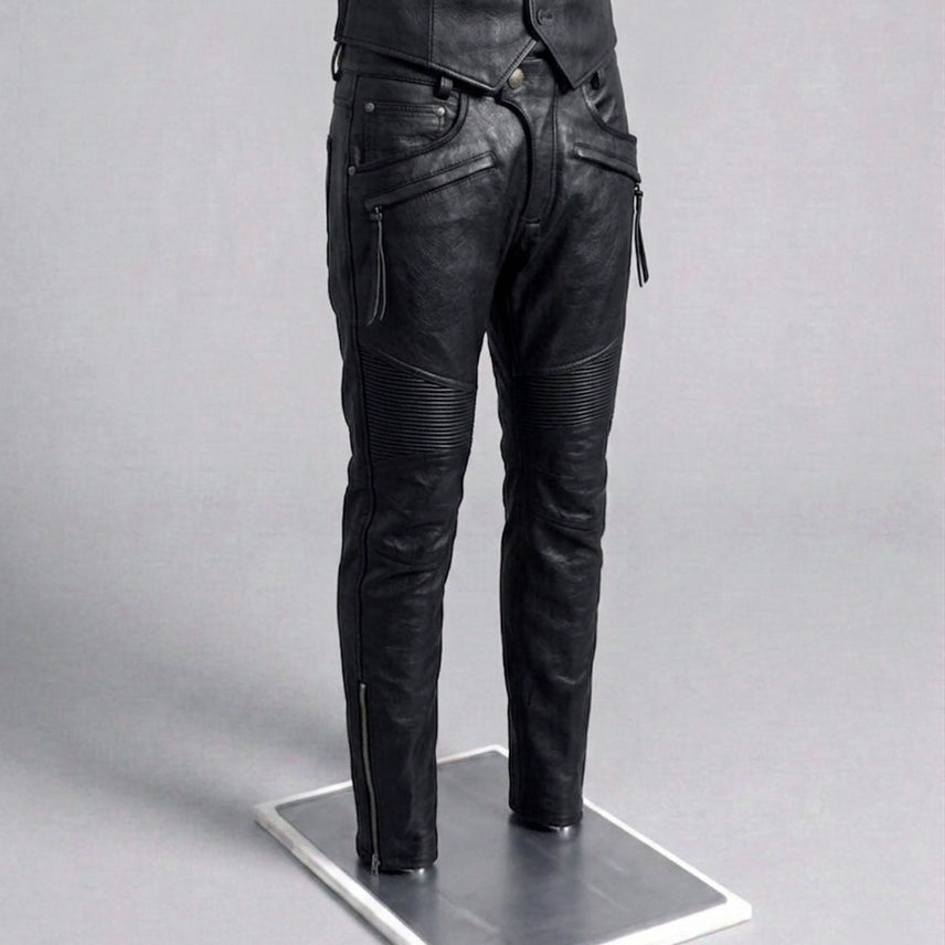 [BUNJANG] Bike Gear Cowhide Hard Rider Biker Pants Black / 바이크기어 / 소가죽 하드 라이더 바이커 팬츠 블랙 / 32[31-32]