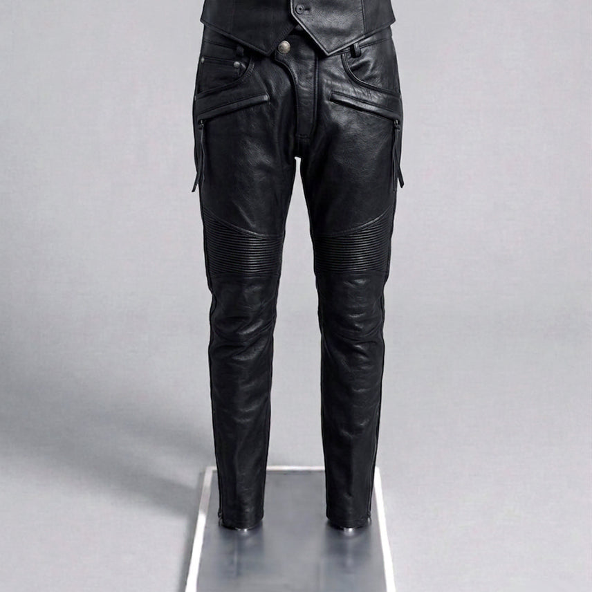 [BUNJANG] Bike Gear Cowhide Hard Rider Biker Pants Black / 바이크기어 / 소가죽 하드 라이더 바이커 팬츠 블랙 / 32[31-32]