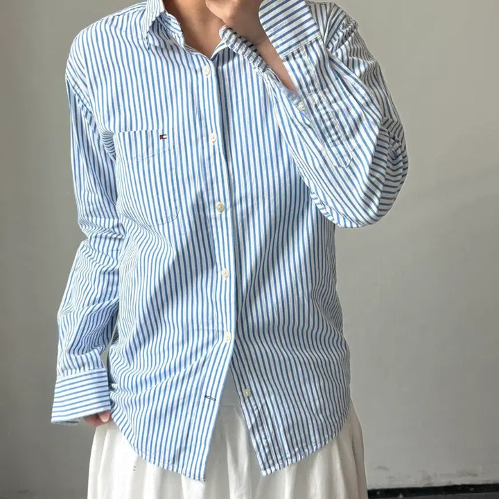 [BUNJANG] Tommy Hilfiger Striped Shirt / [M] 타미힐피거 스트라이프 셔츠