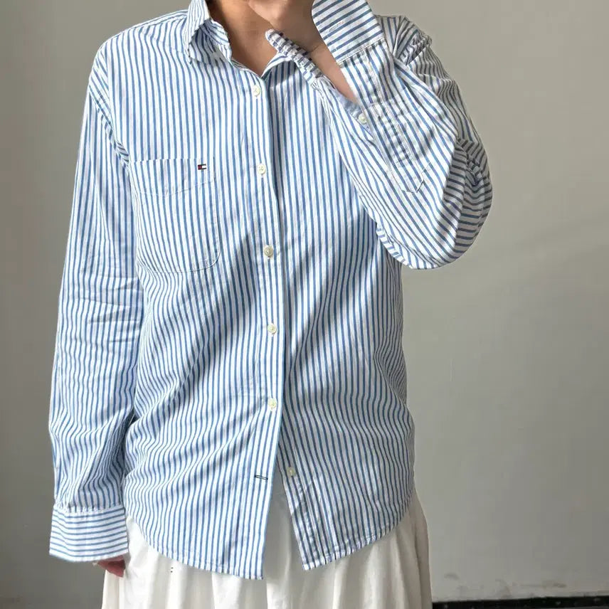 [BUNJANG] Tommy Hilfiger Striped Shirt / [M] 타미힐피거 스트라이프 셔츠