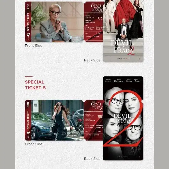 [BUNJANG] The Devil Wears Prada 2 CineQ Special Ticket No. 288 (Set of 2) / 악마는 프라다를 입는다2 씨네큐 스페셜티켓 No.288 2종 판매