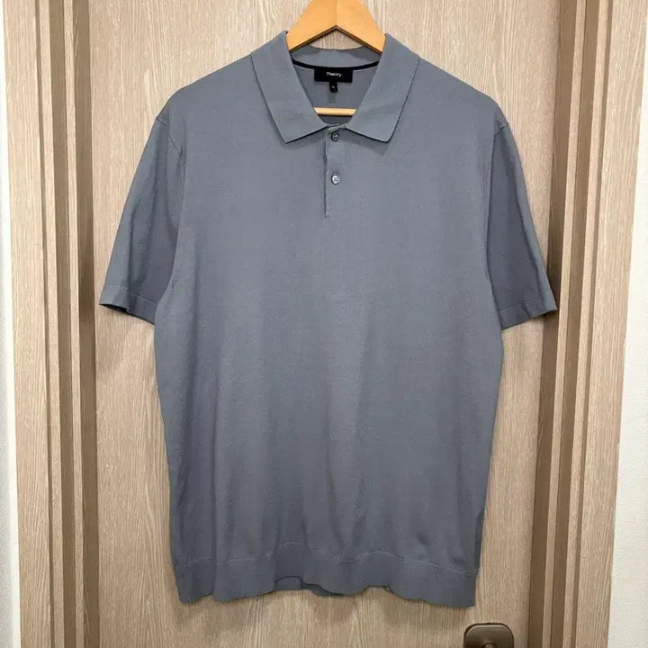 [BUNJANG] Theory GORIS Short Sleeve Collar Knit Sky Blue Silver XL / 23SS새상품급)띠어리 고리스 반팔카라니트XL/스카이블루실버