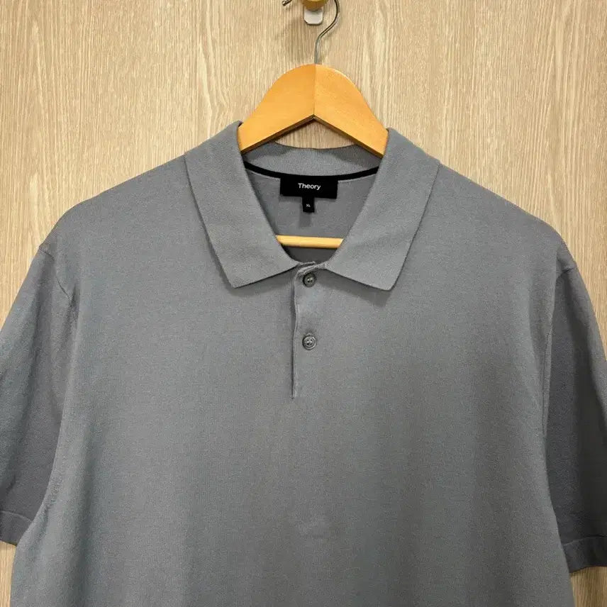 [BUNJANG] Theory GORIS Short Sleeve Collar Knit Sky Blue Silver XL / 23SS새상품급)띠어리 고리스 반팔카라니트XL/스카이블루실버