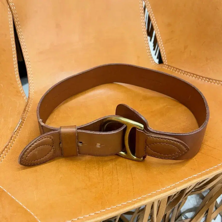[BUNJANG] Polo Ralph Lauren Brown Leather Stirrup Belt / 폴로 랄프로렌 브라운 가죽 벨트