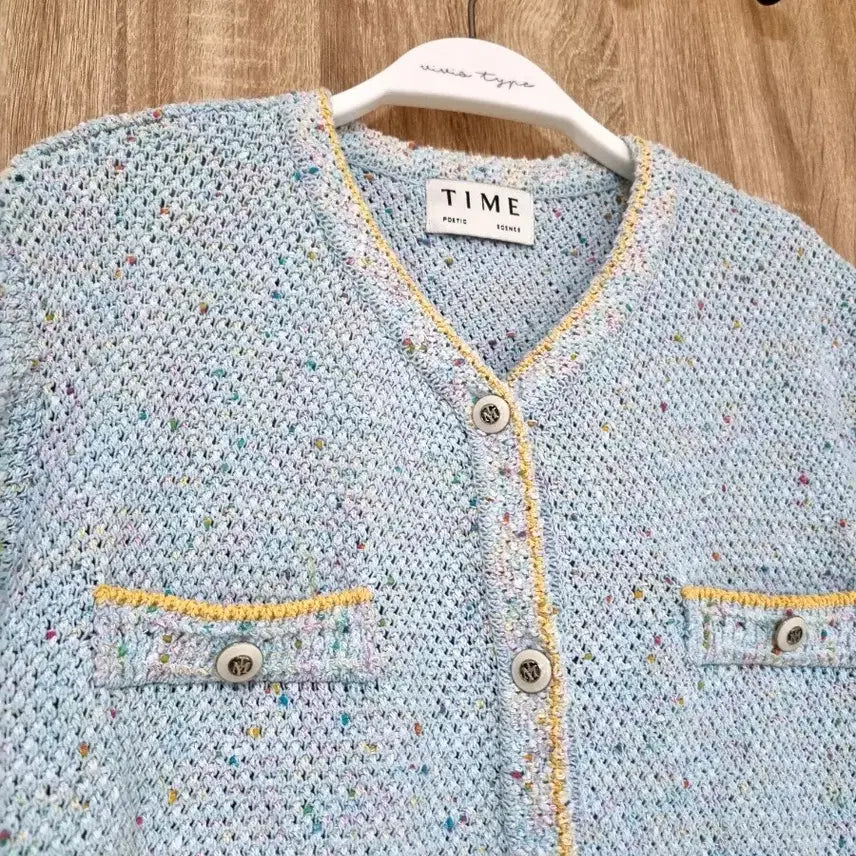 [BUNJANG] TIME Tweed Short Sleeve Knit Cardigan / TIME 한섬 타임  트위드 반팔 가디건