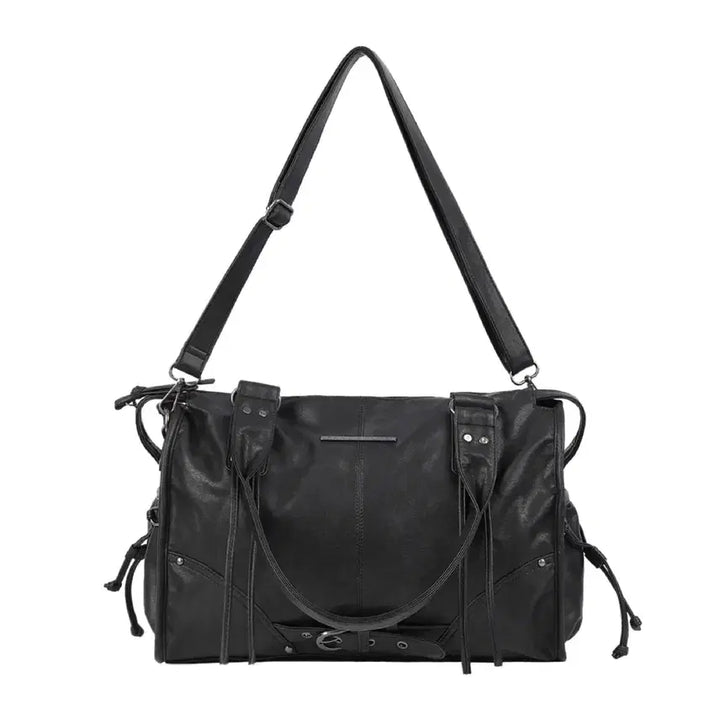 [BUNJANG] Fancy Club Belted Washed Leather Tote Bag Black / 팬시클럽 fancy club 벨티드 워싱 레더백 블랙