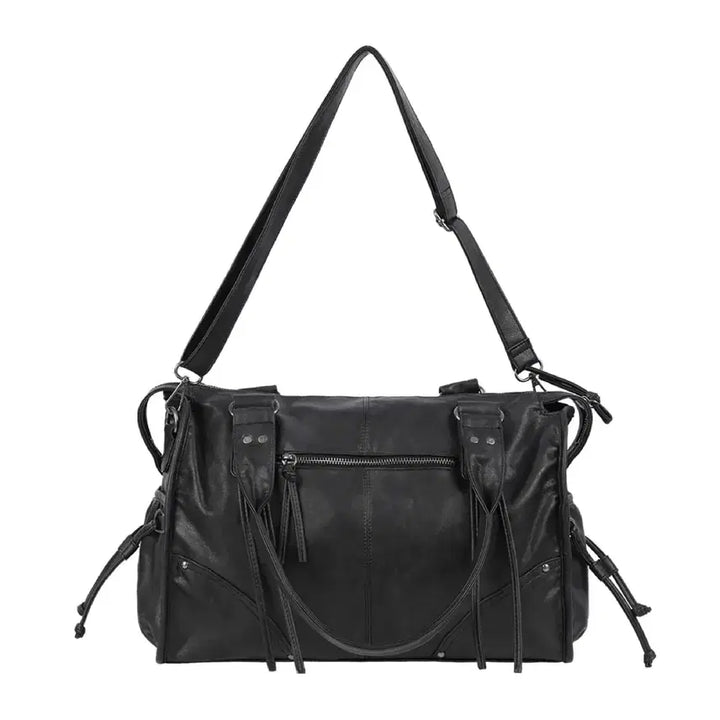 [BUNJANG] Fancy Club Belted Washed Leather Tote Bag Black / 팬시클럽 fancy club 벨티드 워싱 레더백 블랙