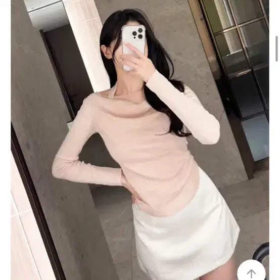 [BUNJANG] Long Sleeve Knit White Mini Skirt Set / 긴팔 니트 화이트 미니스커트 세트