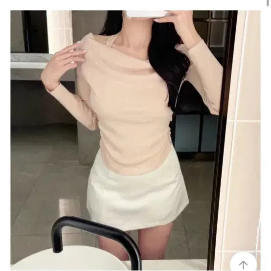 [BUNJANG] Long Sleeve Knit White Mini Skirt Set / 긴팔 니트 화이트 미니스커트 세트