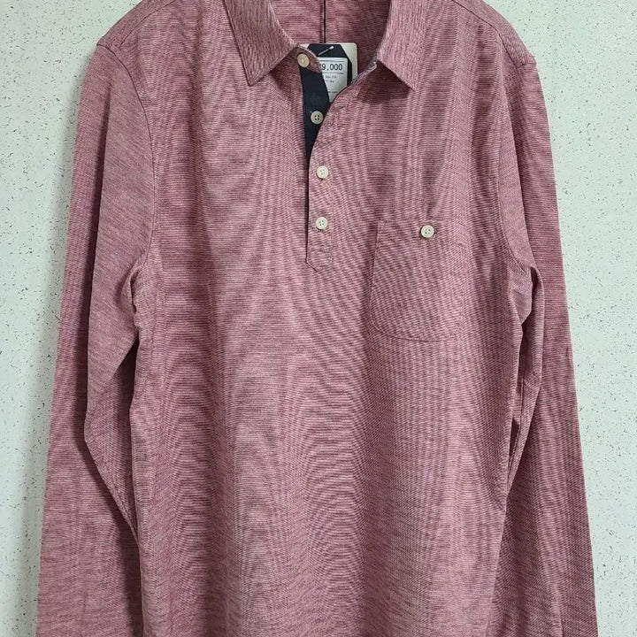 [BUNJANG] Olsen Henry Neck Long Sleeve Shirt Pink / 올젠 헨리넥 긴팔 셔츠 핑크