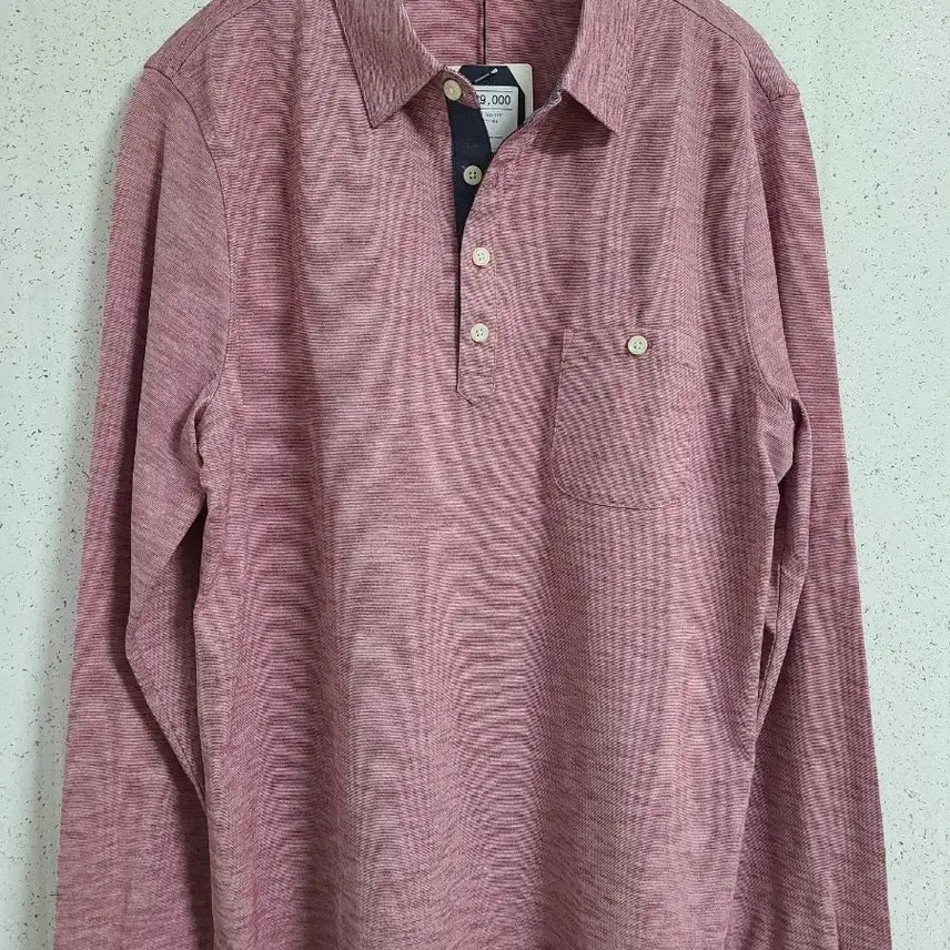 [BUNJANG] Olsen Henry Neck Long Sleeve Shirt Pink / 올젠 헨리넥 긴팔 셔츠 핑크