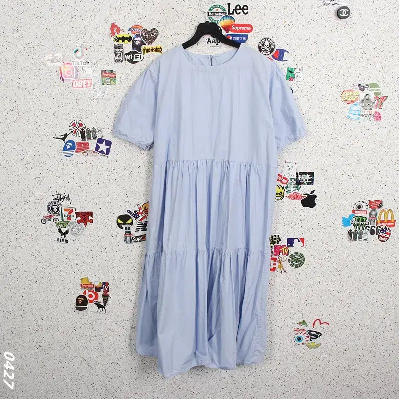 [BUNJANG] Baby Doll Dress Short Sleeve Light Blue / 여성F/ 소라색 반팔 베이비돌 원피스 쿨톤 37-12