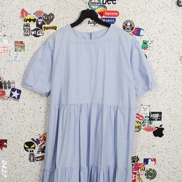 [BUNJANG] Baby Doll Dress Short Sleeve Light Blue / 여성F/ 소라색 반팔 베이비돌 원피스 쿨톤 37-12