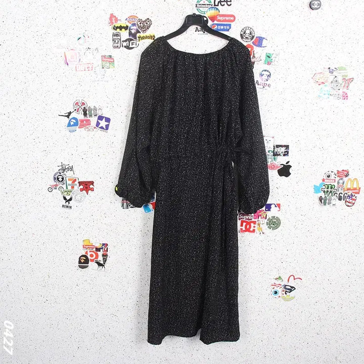 [BUNJANG] Glass Shard Pattern Loose Fit Long Dress / 여성F/ 산산이 부서진 유리조각 패턴 루즈핏 롱원피스 BK 37-16