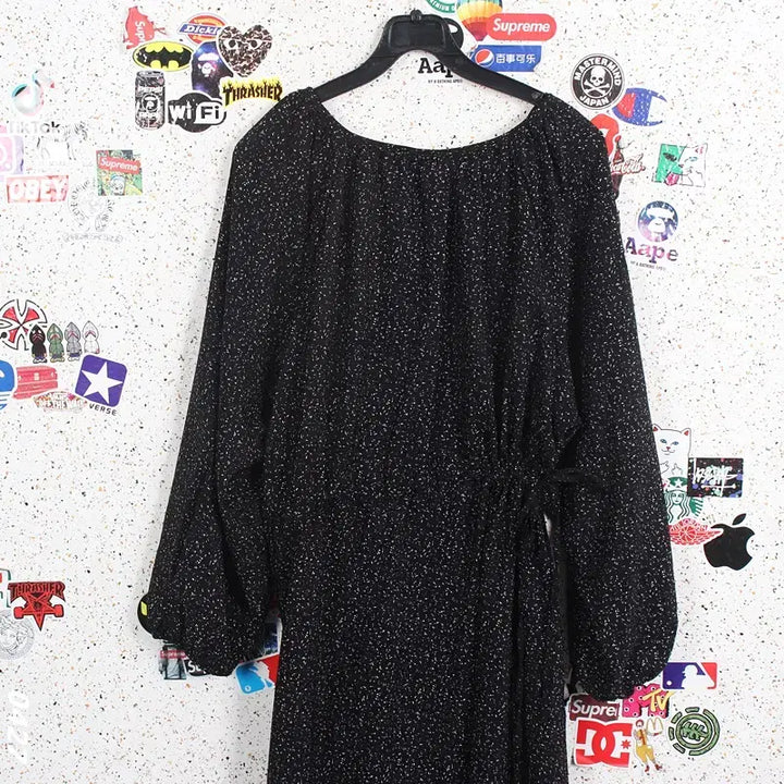 [BUNJANG] Glass Shard Pattern Loose Fit Long Dress / 여성F/ 산산이 부서진 유리조각 패턴 루즈핏 롱원피스 BK 37-16