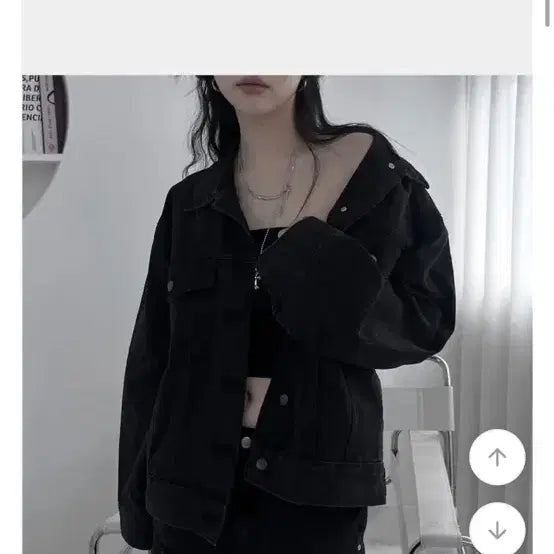 [BUNJANG] Urbanunique Oversized Black Denim Jacket / 어반유니크 오버핏 블랙 데님 자켓