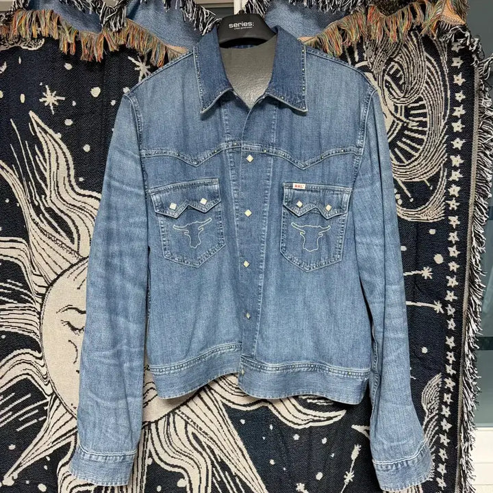 [BUNJANG] RRL Indigo Studded Denim Jacket L Size / rrl 스터드 인디고 데님자켓 L시이즈