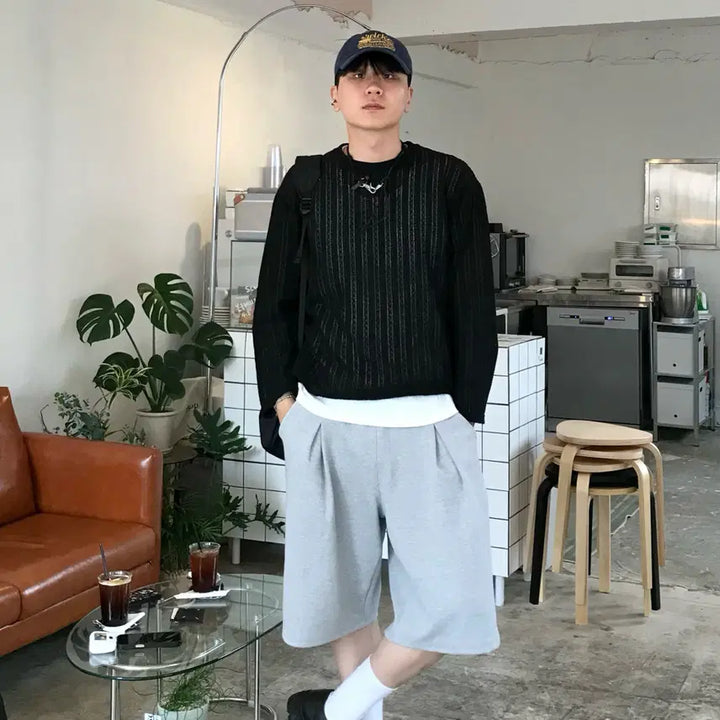[BUNJANG] Unisex Coma-60s Cotton Bermuda Shorts with Tumble Washing &amp; Tenter Finishing / 버뮤다 쇼츠팬츠 남여공용 코마사 60수 반바지 덤블워싱 더블텐타가공