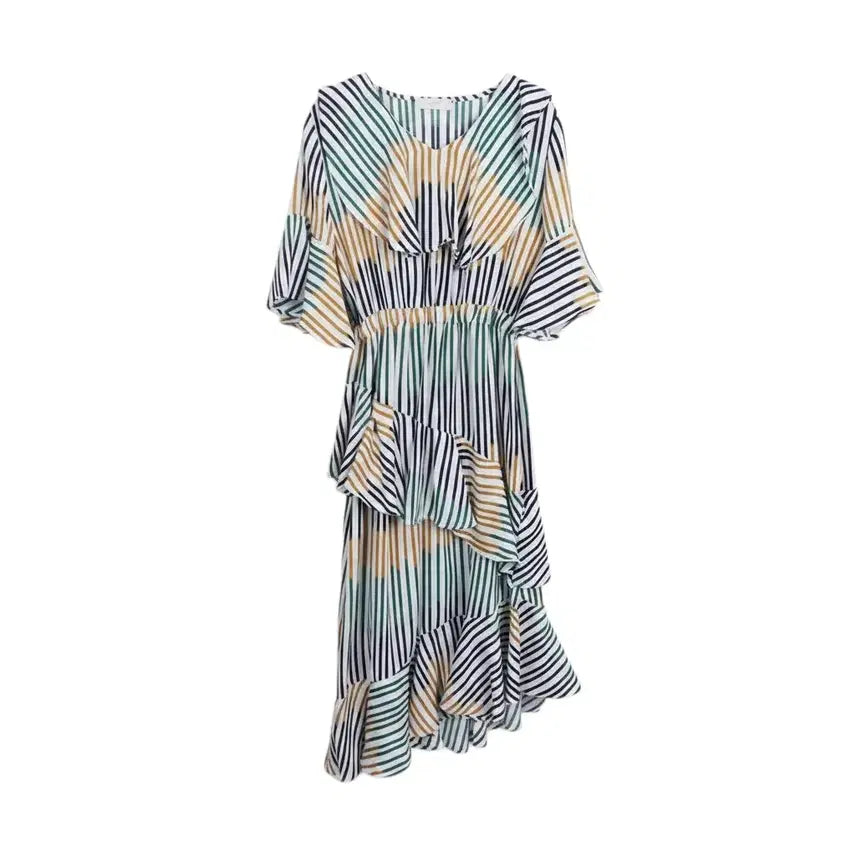 [BUNJANG] MUZAK Colorblock Stripe Dress / 여성F/ MUZAK 무자크 배색 스트라이프 원피스 37-18