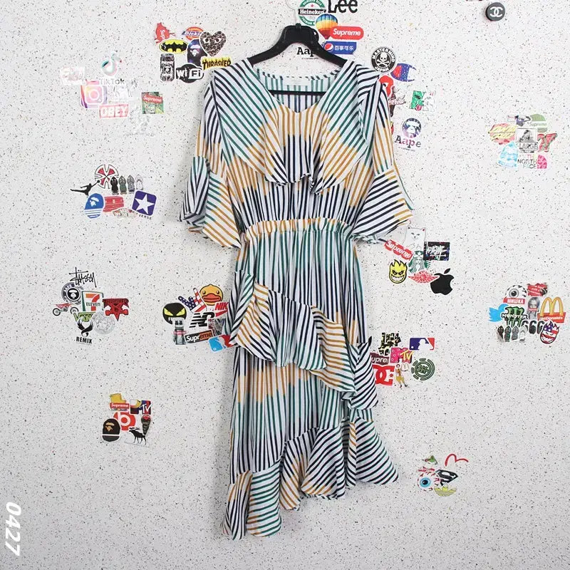 [BUNJANG] MUZAK Colorblock Stripe Dress / 여성F/ MUZAK 무자크 배색 스트라이프 원피스 37-18
