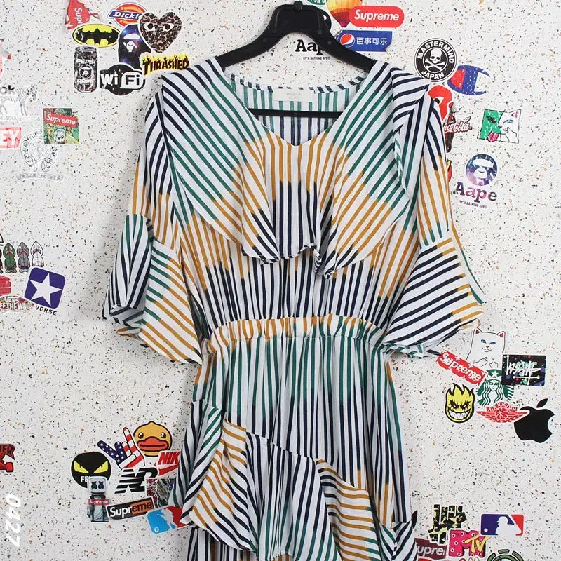 [BUNJANG] MUZAK Colorblock Stripe Dress / 여성F/ MUZAK 무자크 배색 스트라이프 원피스 37-18