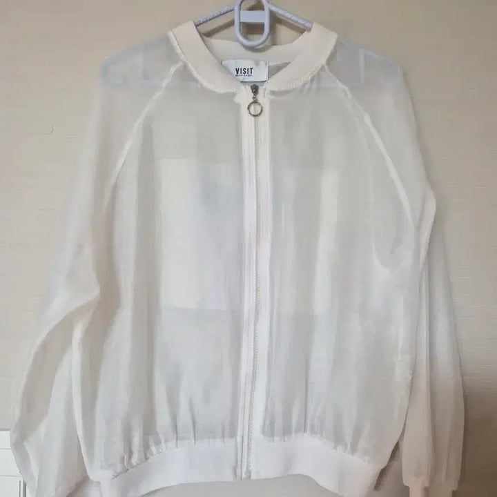 [BUNJANG] VISIT See-through Bomber Jacket (White) / VISIT 화이트 시스루 봄버 자켓