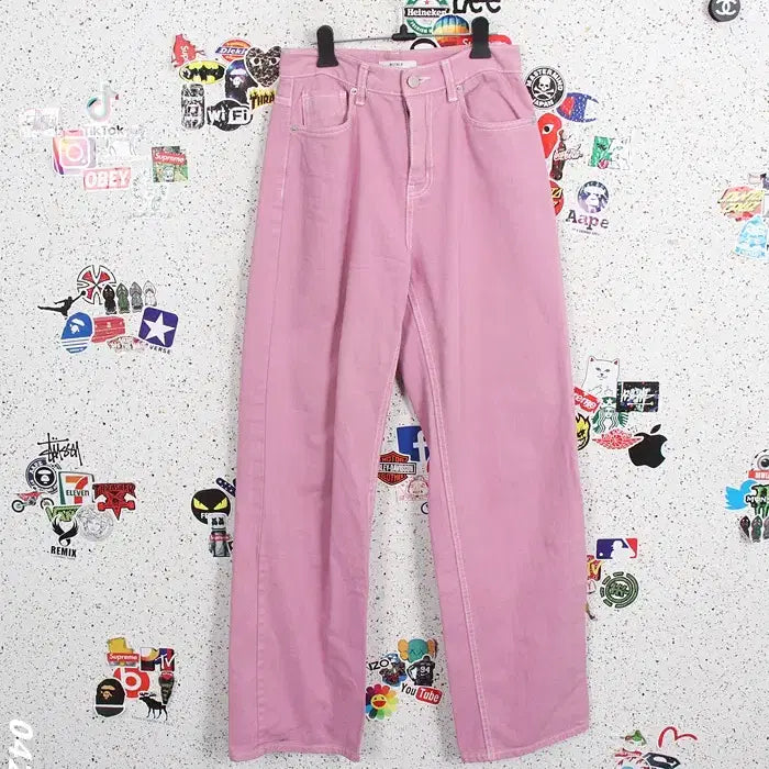 [BUNJANG] Mobile Pink Denim Straight Leg Jeans (Women&