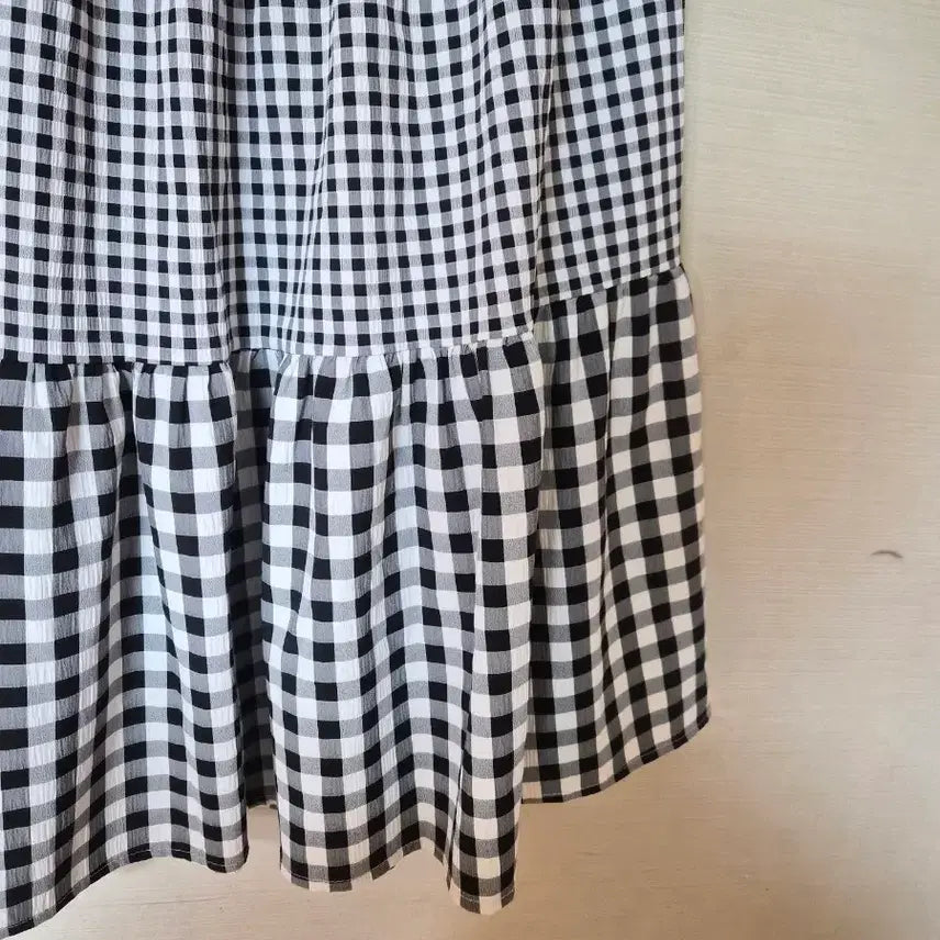 [BUNJANG] Gingham Check Ruffle Long Skirt / 깅엄 체크 캉캉 롱 스커트