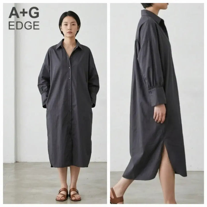 [BUNJANG] A+G Boxy Shirt Long Dress / A+G 엣지 박시 셔츠 롱원피스  (55~66)