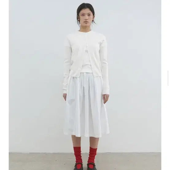 [BUNJANG] Ayou Seoul Tuck A-line Midi Skirt Ivory / [아유서울] Tuck A-line midi skirt / ivory