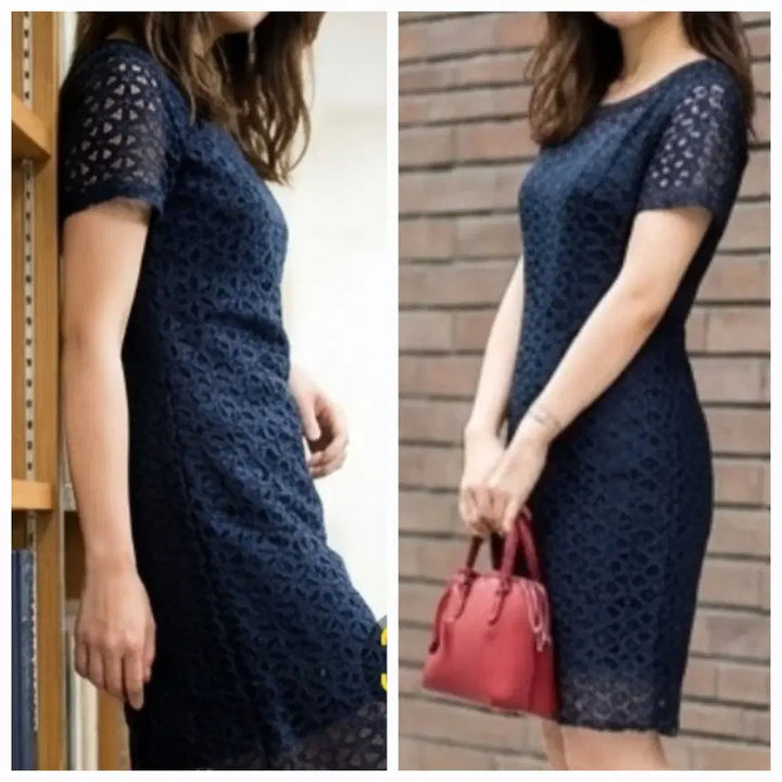 [BUNJANG] SOUP Lace Mini Dress Navy Size S (55) / 정품)SOUP 레이스 미니 원피스 (S) 55 (상태굿)