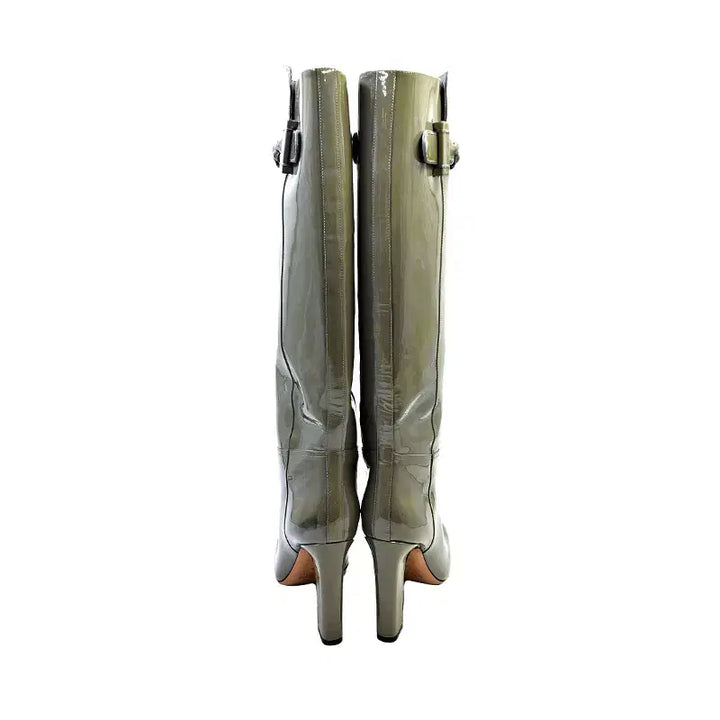 [BUNJANG] Valentino Patent Leather Gray Long Boots / 발렌티노 페이던트 그레이 롱부츠 38