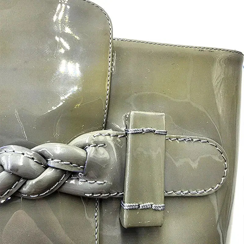 [BUNJANG] Valentino Patent Leather Gray Long Boots / 발렌티노 페이던트 그레이 롱부츠 38