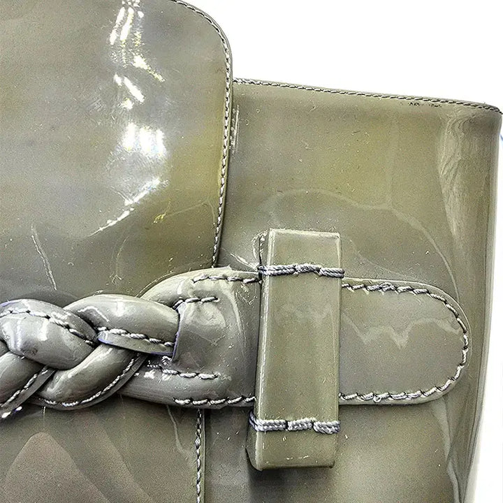 [BUNJANG] Valentino Patent Leather Gray Long Boots / 발렌티노 페이던트 그레이 롱부츠 38