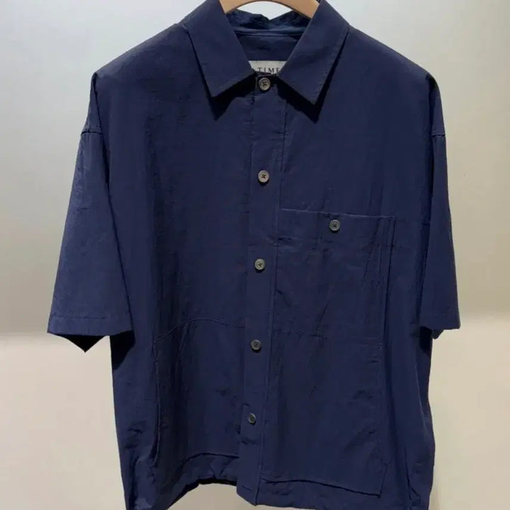 [BUNJANG] Time Homme Drawstring Half Sleeve Shirt Navy Size 100 / 타임옴므 드로우스트링 하프 셔츠 / 100