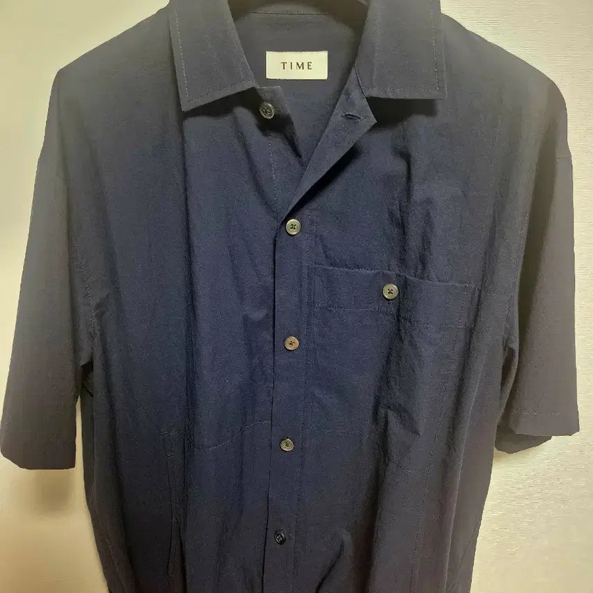 [BUNJANG] Time Homme Drawstring Half Sleeve Shirt Navy Size 100 / 타임옴므 드로우스트링 하프 셔츠 / 100
