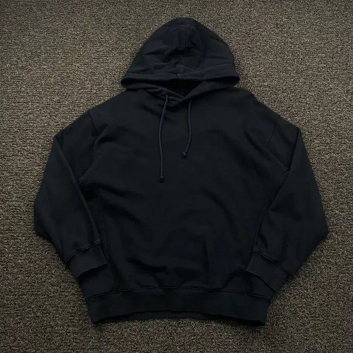 [BUNJANG] Juun.J Embroidered Logo Black Hoodie / 준지 자수로고 블랙 후드티