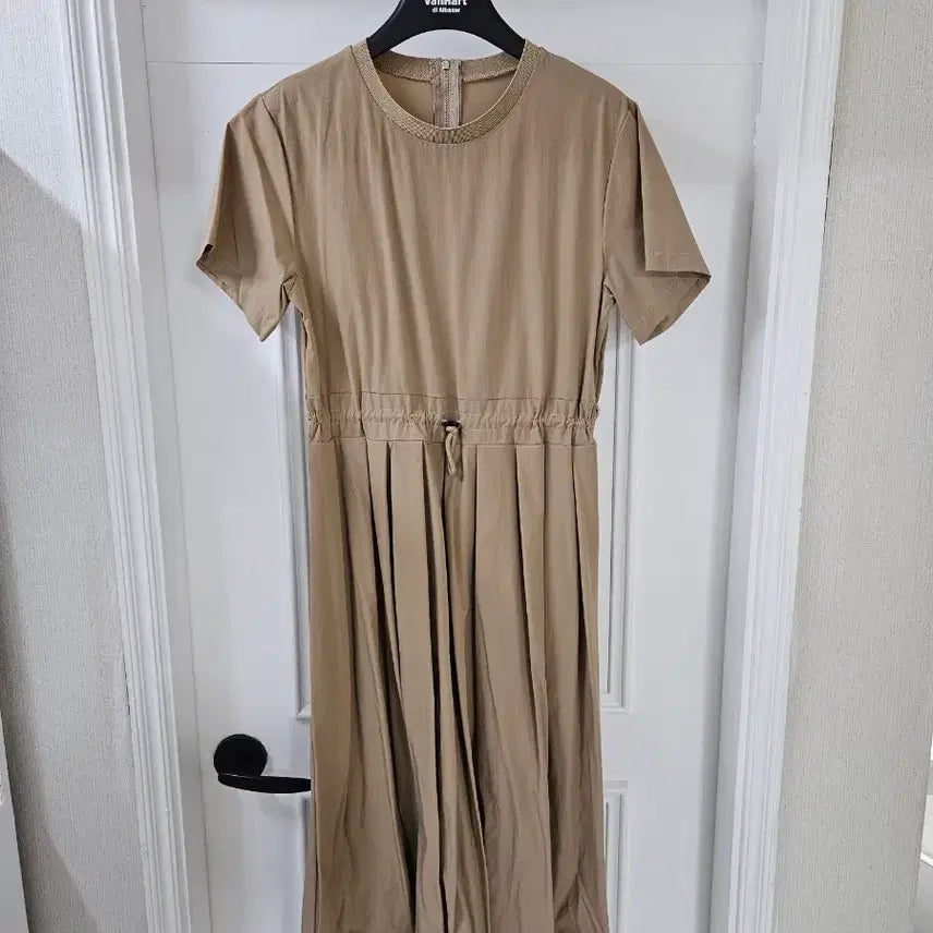 [BUNJANG] Basic Round Neck Woven String Dress / 베이직 라운드넥 우븐 스트링 원피스